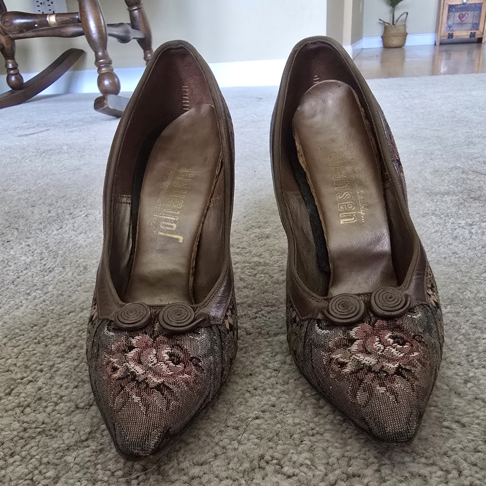 Elegant Floral Brown Women's Shoes